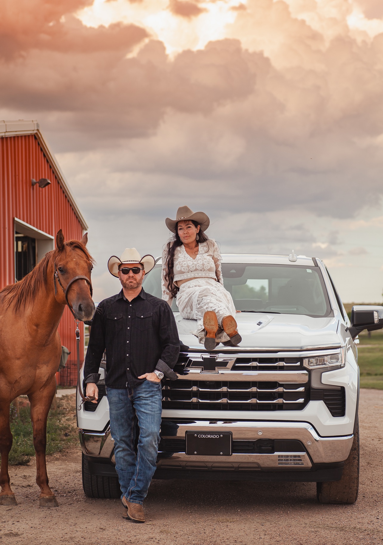 Ranch wedding with horses